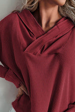 Waffle Knit Long Sleeve Hoodie for a perfect OOTD – dress to impress outfits from Amexza