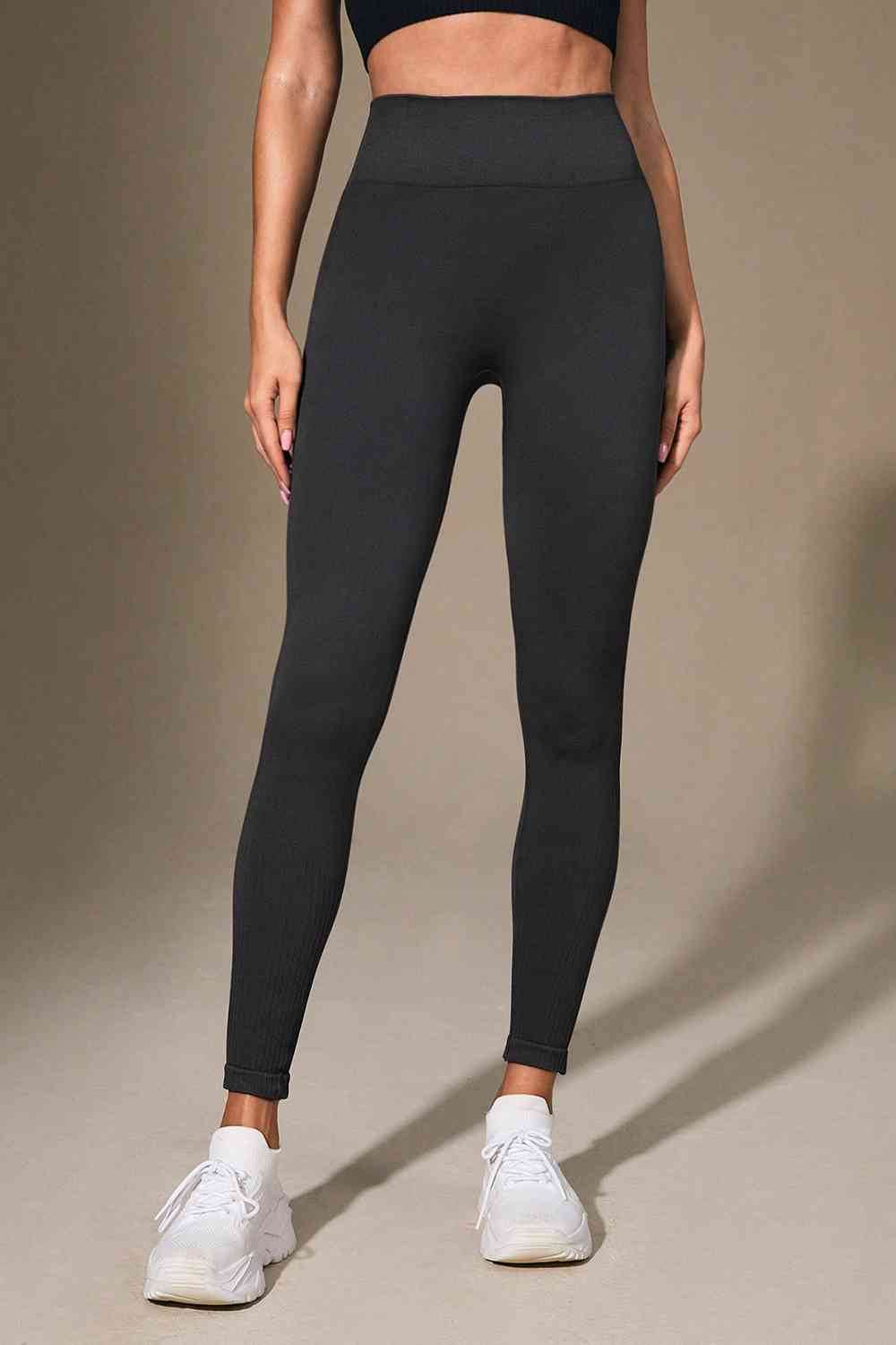 Wide Waistband Sports Leggings - Amexza