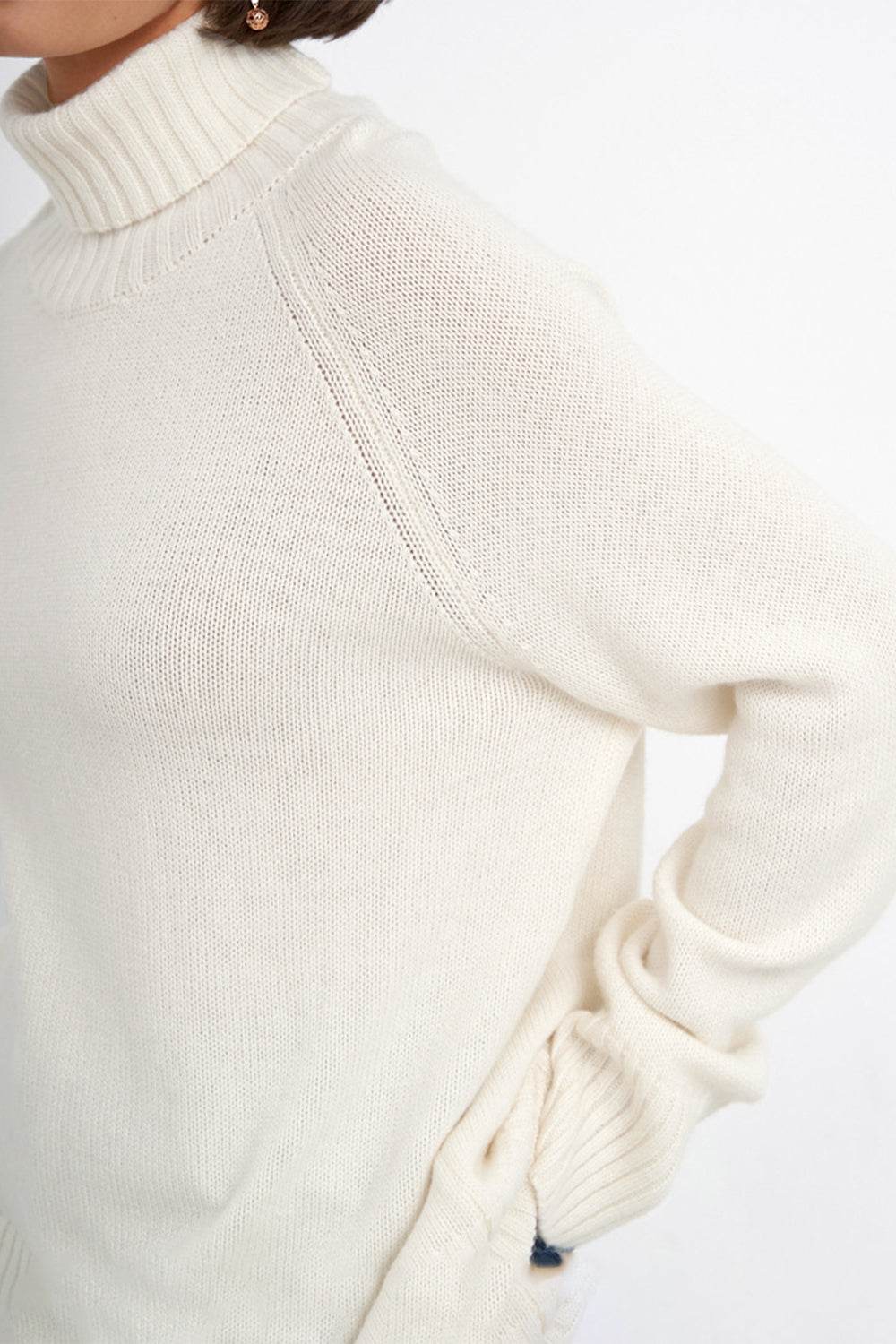 Turtle Neck Raglan Sleeve Sweater - Amexza