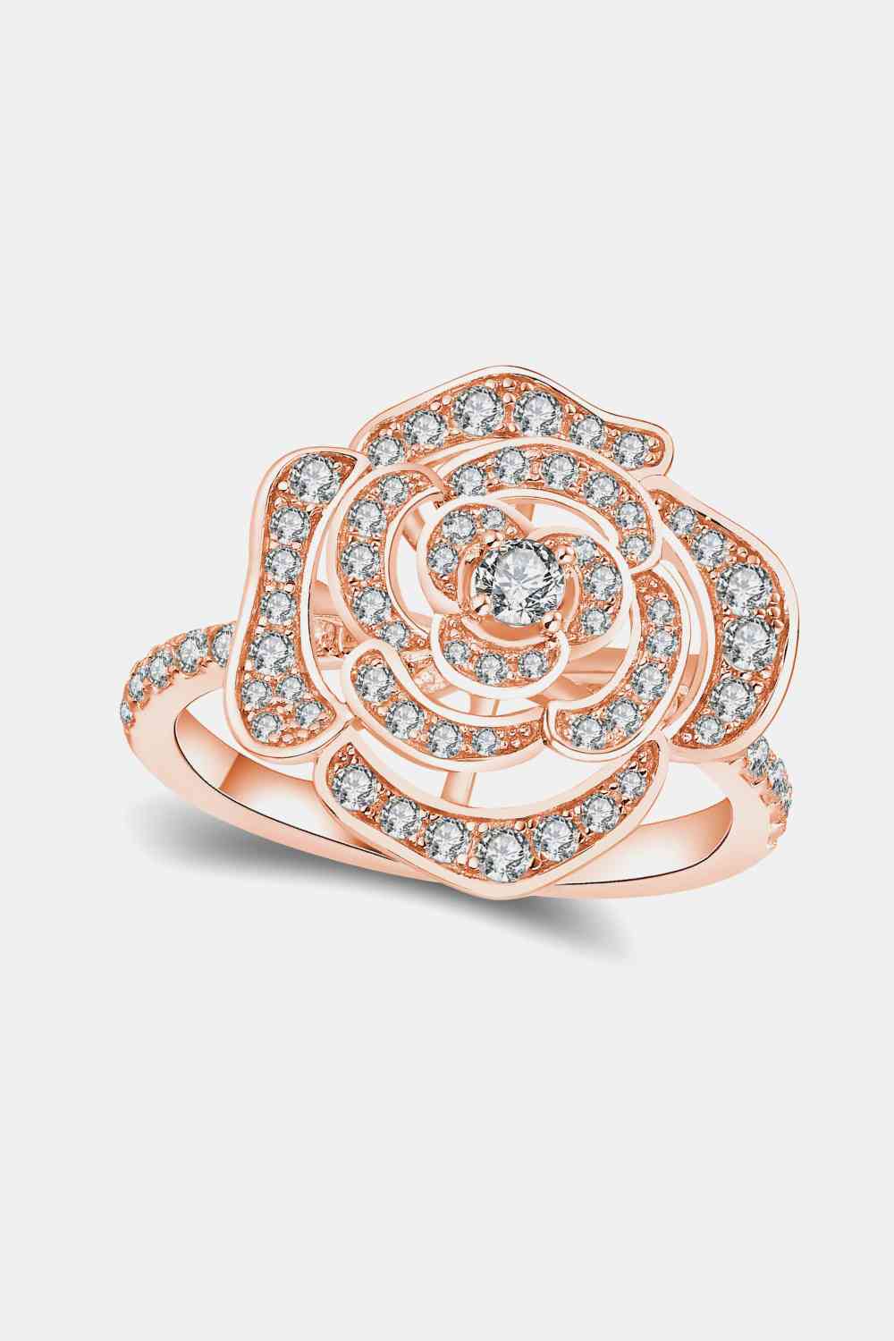 Moissanite Flower Shape Ring Rose Gold for a perfect OOTD – dress to impress outfits from Amexza