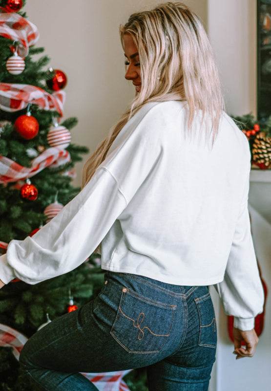 GAME DAY Football Notched Long Sleeve Sweatshirt for a perfect OOTD – dress to impress outfits from Amexza