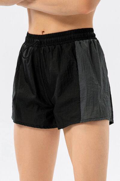 Color Block Drawstring Active Shorts Black for a perfect OOTD – dress to impress outfits from Amexza