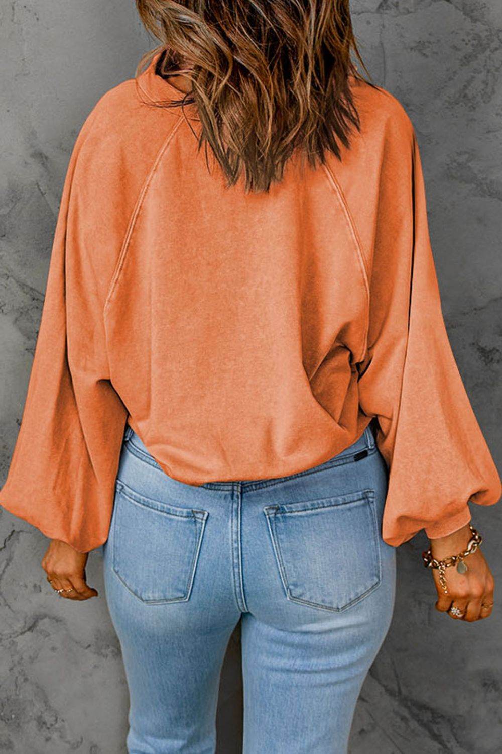 Half Snap Long Sleeve Sweatshirt - Amexza