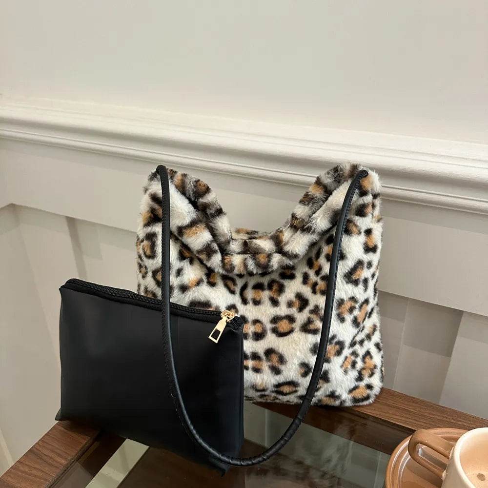 Leopard Furry Shoulder Bag for a perfect OOTD – dress to impress outfits from Amexza