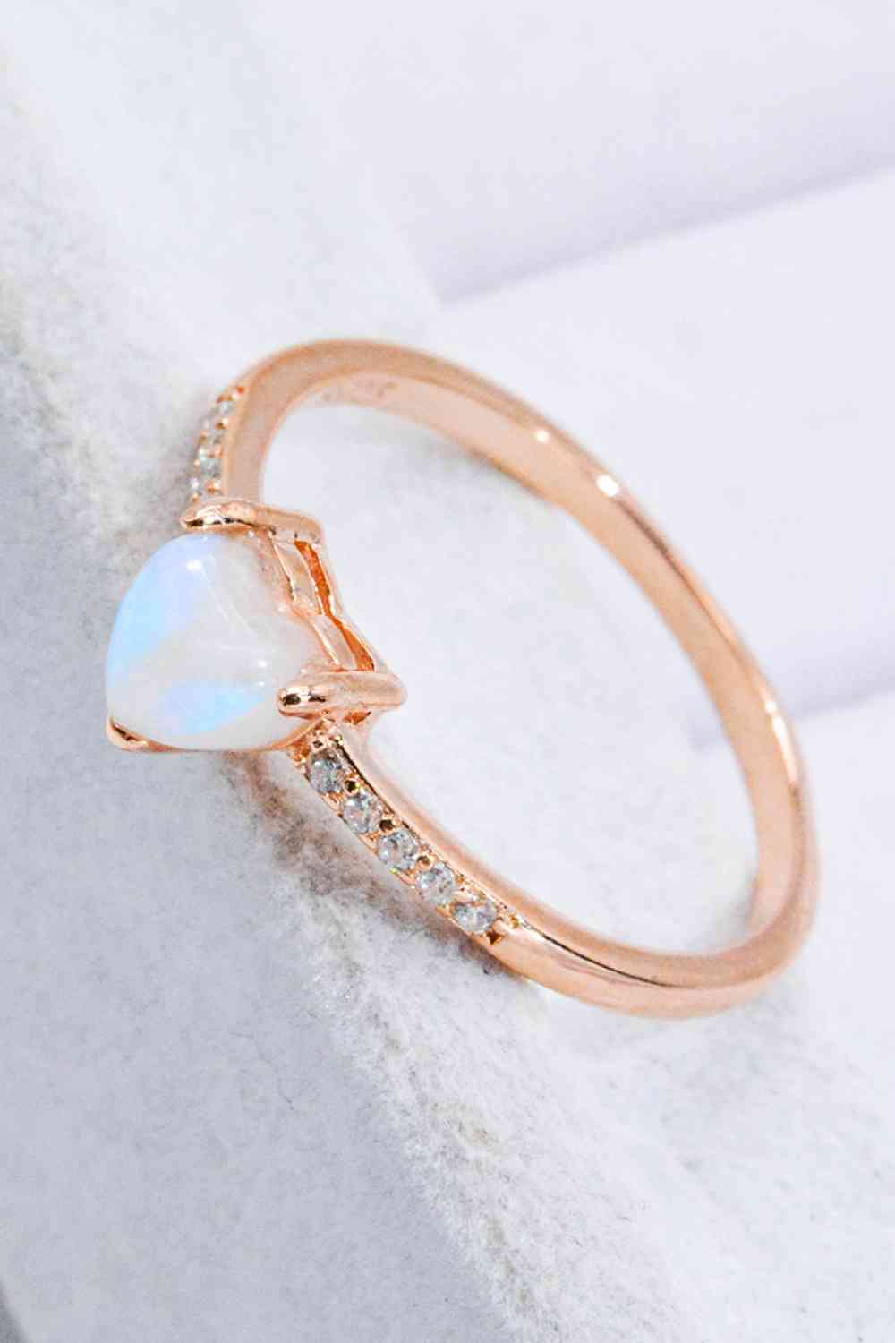 Natural Moonstone Heart 18K Rose Gold-Plated Ring for a perfect OOTD – dress to impress outfits from Amexza