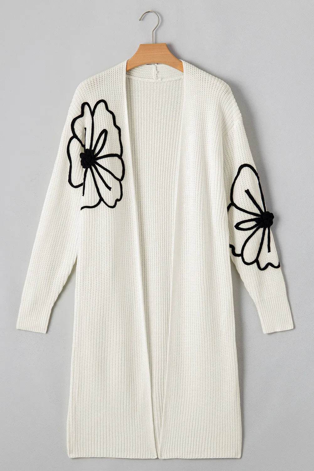 Full Size Flower Open Front Long Sleeve Cardigan for a perfect OOTD – dress to impress outfits from Amexza