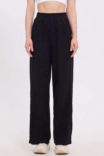 Basic Bae Elastic Waist Wide Leg Pants for a perfect OOTD – dress to impress outfits from Amexza