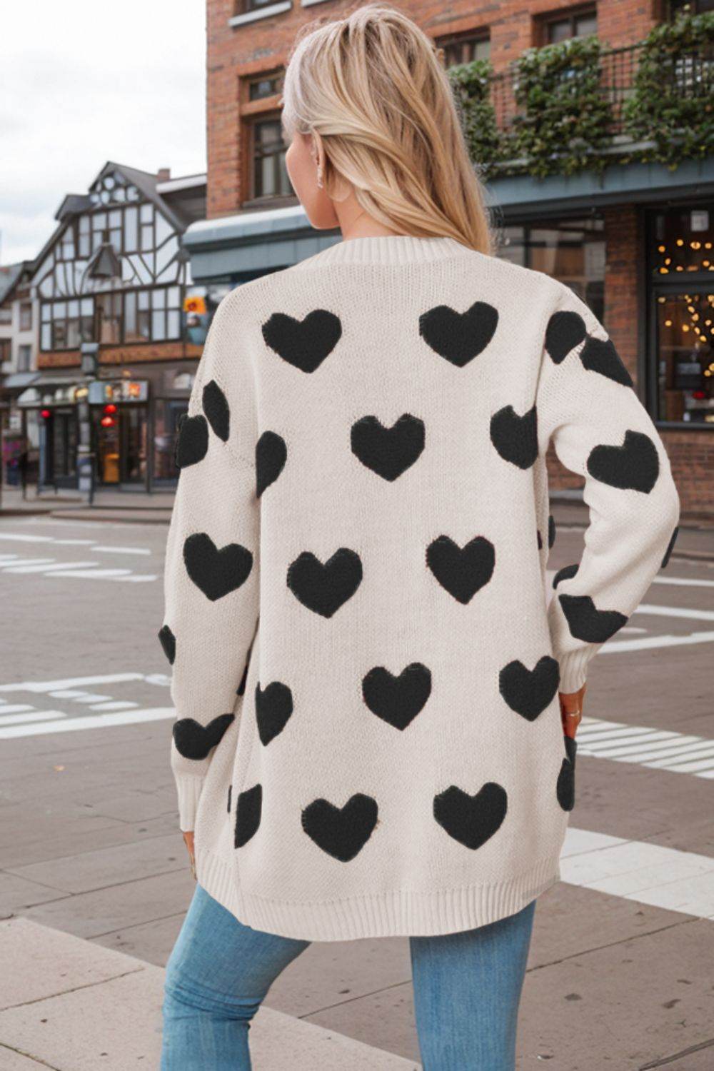 Heart Button Down Long Sleeve Cardigan for a perfect OOTD – dress to impress outfits from Amexza