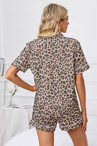 Full Size Leopard Short Sleeve Top and Shorts Lounge Set Plus Size for a perfect OOTD – dress to impress outfits from Amexza