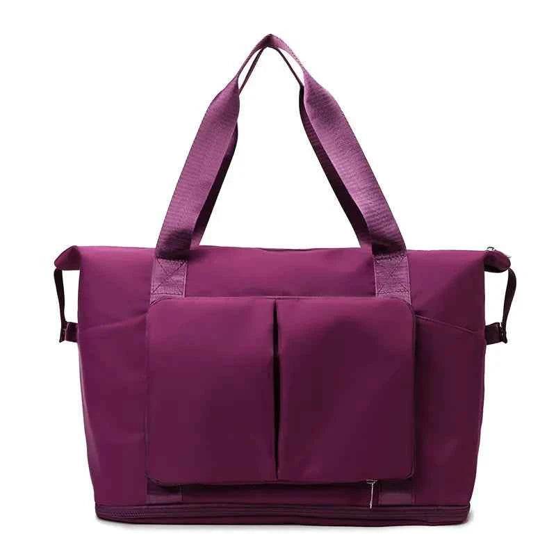 Oxford Cloth Multi Pocket Travel Bag Plum Purple One Size for a perfect OOTD – dress to impress outfits from Amexza