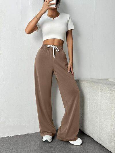 Drawstring Wide Leg Pants with Pockets for a perfect OOTD – dress to impress outfits from Amexza