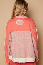 POL Floral Patchwork Zip Up Long Sleeve Jacket - Amexza