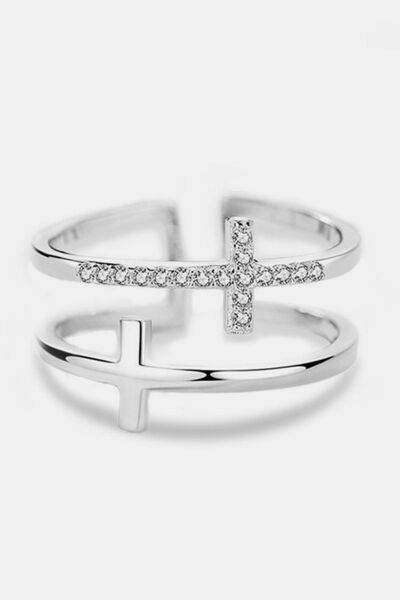 925 Sterling Silver Inland Zircon Cross Ring for a perfect OOTD – dress to impress outfits from Amexza