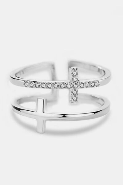 925 Sterling Silver Inland Zircon Cross Ring for a perfect OOTD – dress to impress outfits from Amexza