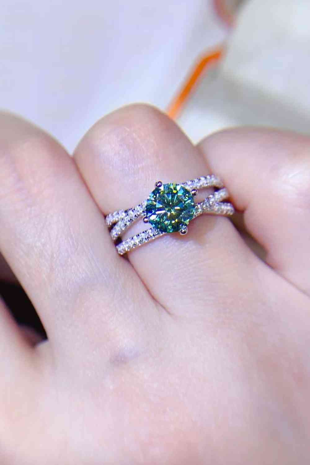 1 Carat Moissanite Contrast 925 Sterling Silver Ring Light Green for a perfect OOTD – dress to impress outfits from Amexza