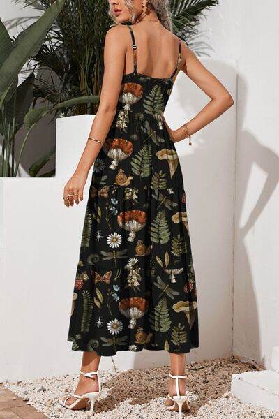 FAM-FAM Tiered Printed Square Neck Cami Dress for a perfect OOTD – dress to impress outfits from Amexza