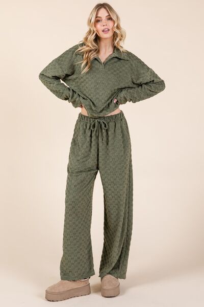 BOMBOM Tied Checkered Wide Leg Pants Moss for a perfect OOTD – dress to impress outfits from Amexza