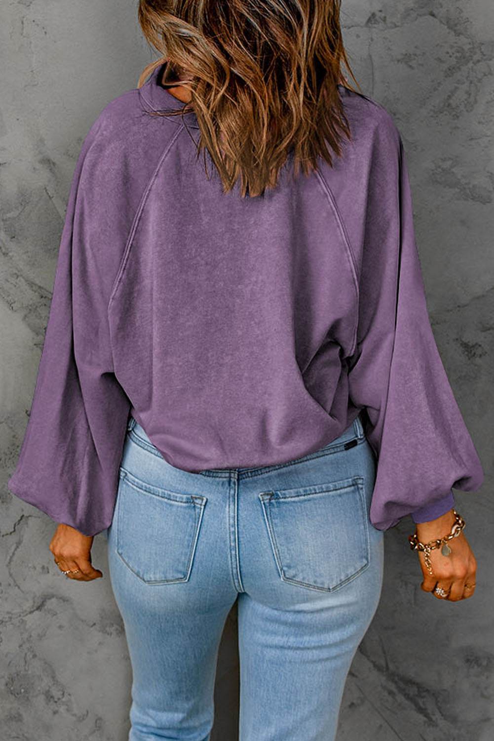 Half Snap Long Sleeve Sweatshirt - Amexza