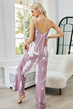Shiny Tie-Dye Spaghetti Strap Jumpsuit with Pockets for a perfect OOTD – dress to impress outfits from Amexza