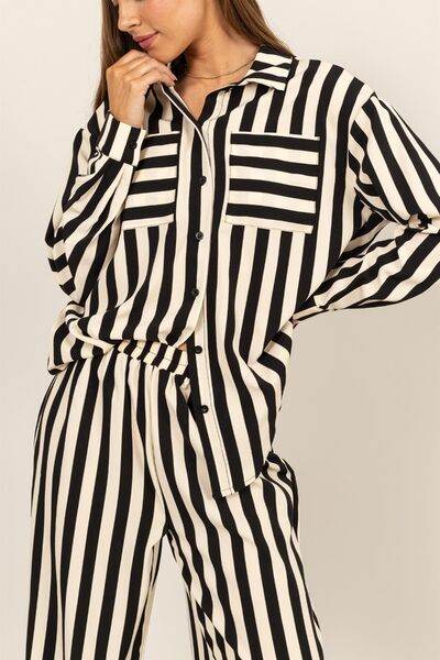 HYFVE Striped Button Up Shirt and Pants Set for a perfect OOTD – dress to impress outfits from Amexza