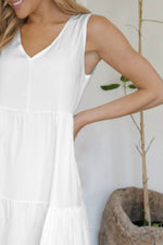 FAM-FAM Tiered V-Neck Sleeveless Dress - Amexza