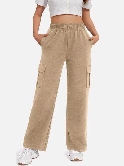 Pocketed High Waist Pants - Amexza