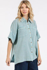 Mittoshop Mineral Wash Gauze Oversized Short Sleeve Shirt for a perfect OOTD – dress to impress outfits from Amexza