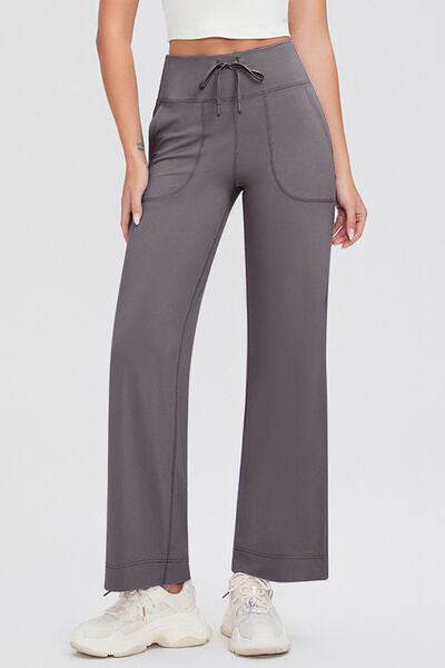 Basic Bae Full Size Drawstring High Waist Pants with Pockets Gray for a perfect OOTD – dress to impress outfits from Amexza