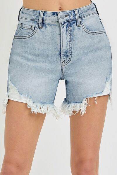 RISEN High Rise Side Step Hem Denim Shorts Light for a perfect OOTD – dress to impress outfits from Amexza