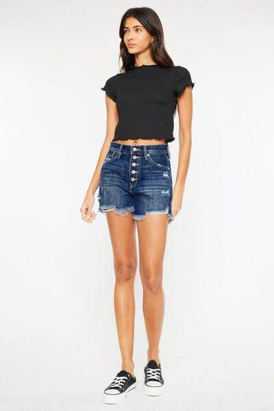 Kancan Raw Hem Button-Fly Denim Shorts for a perfect OOTD – dress to impress outfits from Amexza