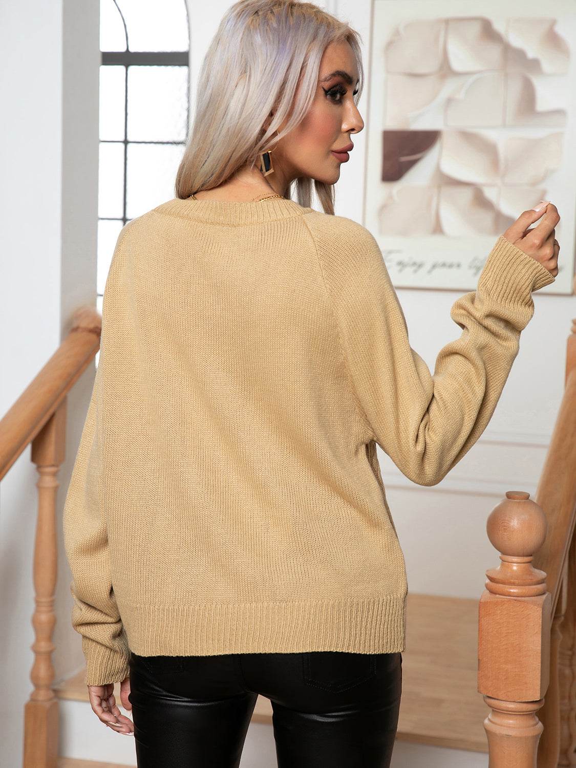 Cable-Knit Long Sleeve Sweater for a perfect OOTD – dress to impress outfits from Amexza