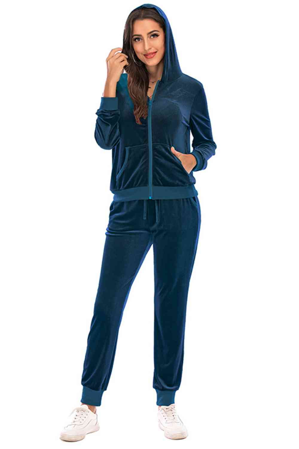 Zip-Up Hooded Jacket and Pants Set for a perfect OOTD – dress to impress outfits from Amexza