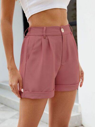 Roll Trim Half Elastic Waist Shorts for a perfect OOTD – dress to impress outfits from Amexza