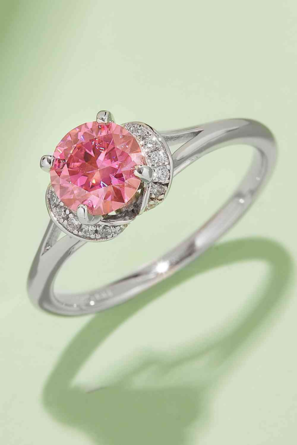 1 Carat Moissanite 4-Prong 925 Sterling Silver Ring Hot Pink for a perfect OOTD – dress to impress outfits from Amexza