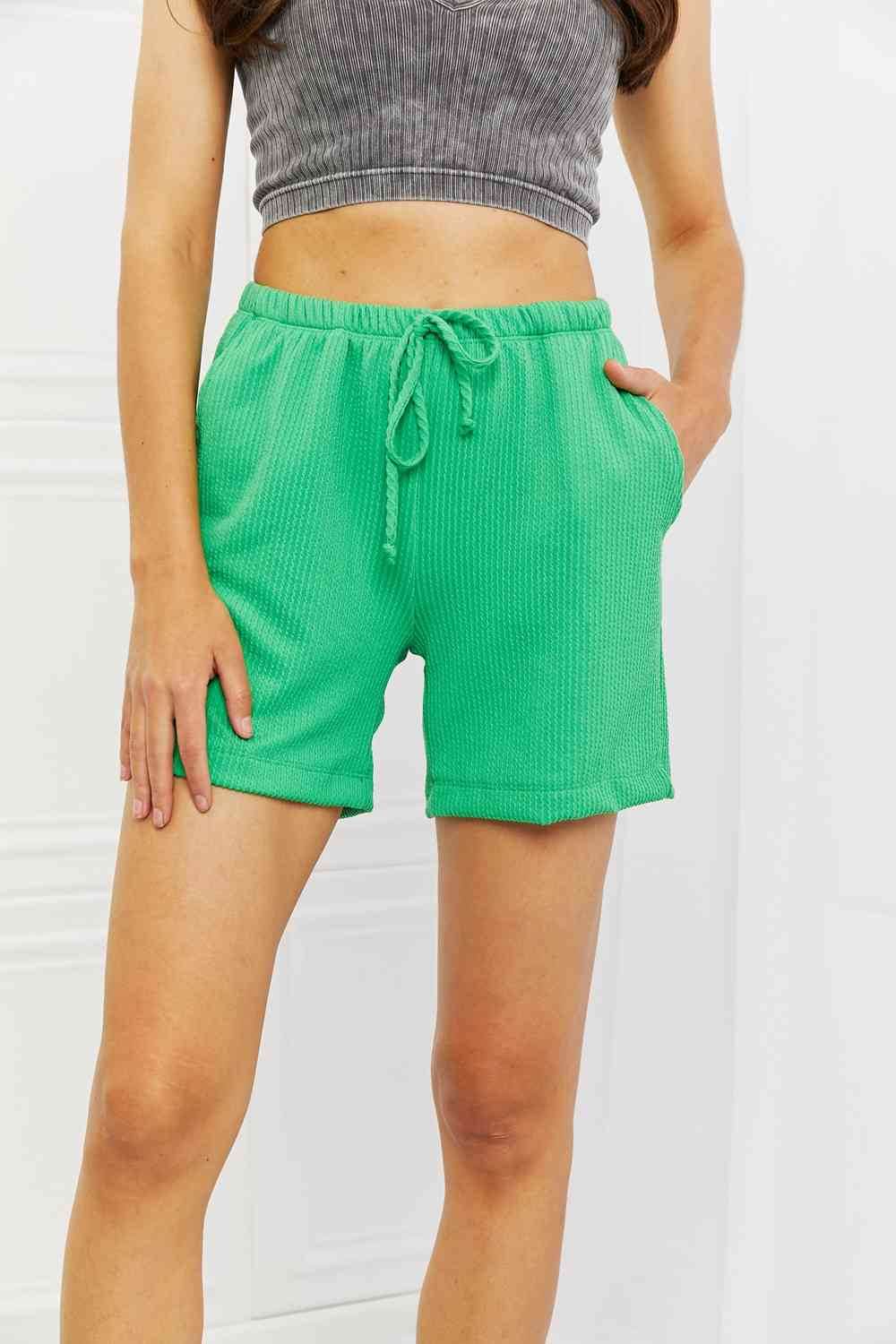 Blumin Apparel Too Good Full Size Ribbed Shorts in Green - Amexza