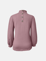 Full Size Mock Neck Long Sleeve T-Shirt - Amexza