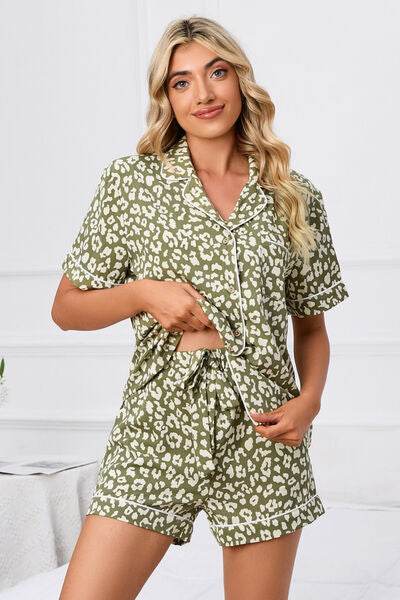 Full Size Leopard Short Sleeve Top and Shorts Lounge Set Plus Size for a perfect OOTD – dress to impress outfits from Amexza