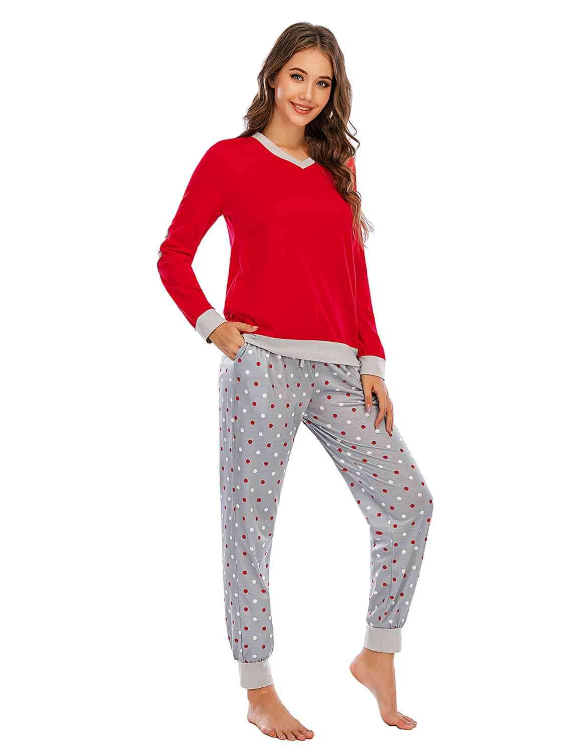 Long Sleeve Top and Polka Dot Pants Set for a perfect OOTD – dress to impress outfits from Amexza