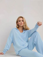 Johnny Collar Long Sleeve Top and Pants Sweater Set for a perfect OOTD – dress to impress outfits from Amexza