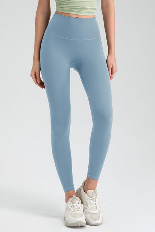 Wide Waistband High Waist Sport Leggings Misty Blue for a perfect OOTD – dress to impress outfits from Amexza