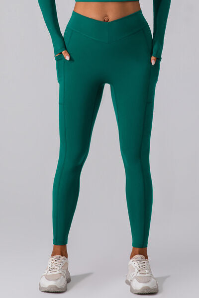 High Waist Active Leggings with Pockets Dark Green for a perfect OOTD – dress to impress outfits from Amexza