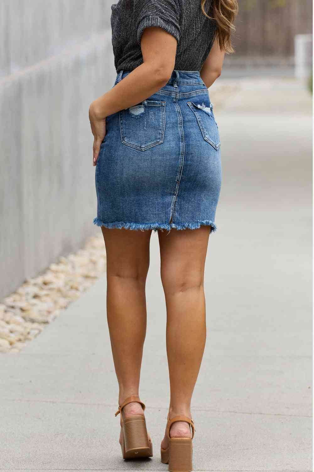 RISEN Amelia Full Size Denim Mini Skirt for a perfect OOTD – dress to impress outfits from Amexza