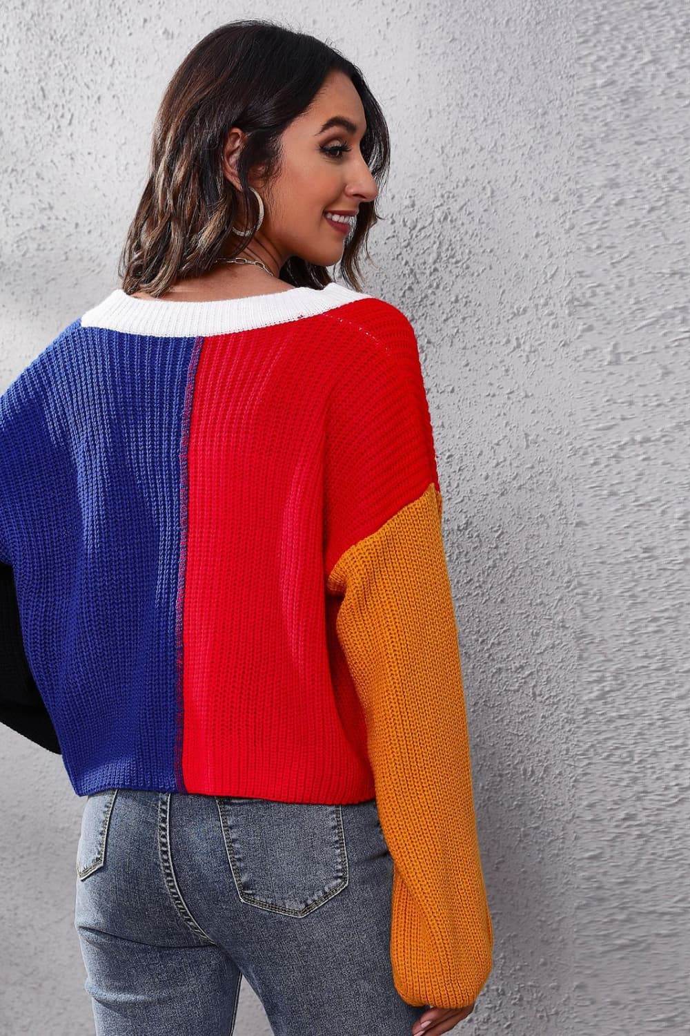 Color Block Ribbed Long Sleeve Cardigan for a perfect OOTD – dress to impress outfits from Amexza