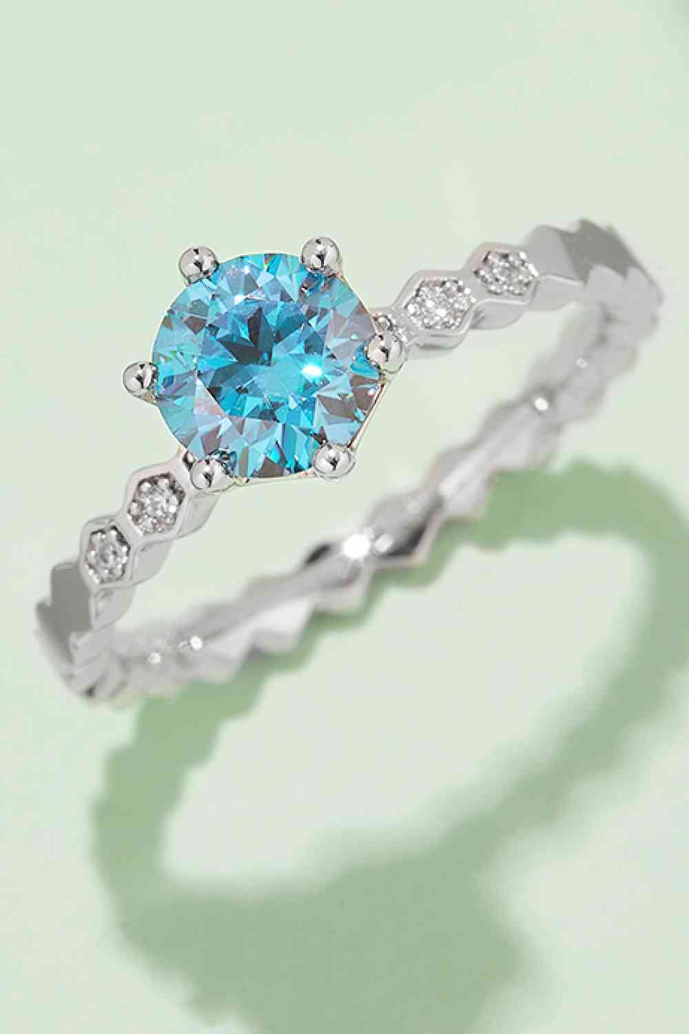 1 Carat Moissanite 6-Prong 925 Sterling Silver Ring Sky Blue for a perfect OOTD – dress to impress outfits from Amexza