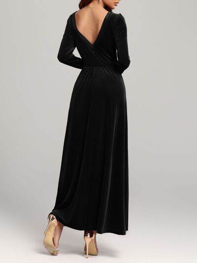 Velvet Square Neck Long Sleeve Dress Black for a perfect OOTD – dress to impress outfits from Amexza