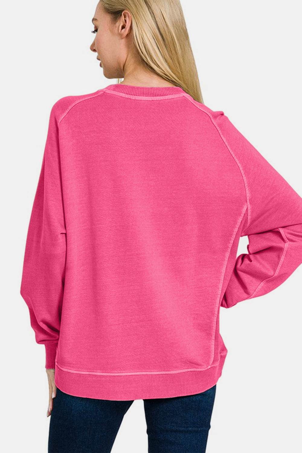 Zenana Full Size Pigment Dyed French Terry Sweatshirt for a perfect OOTD – dress to impress outfits from Amexza