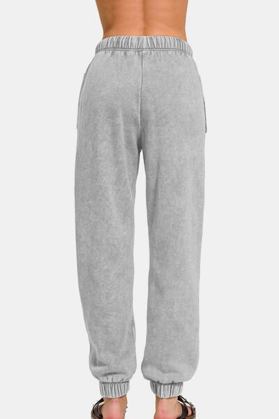 Zenana Full Size Acid Wash Fleece Drawstring Sweatpants with Pockets for a perfect OOTD – dress to impress outfits from Amexza