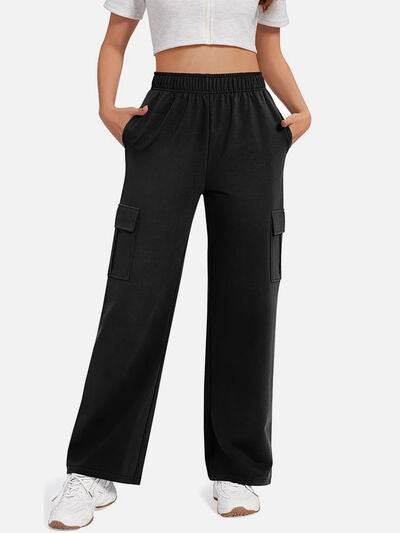 Pocketed High Waist Pants - Amexza