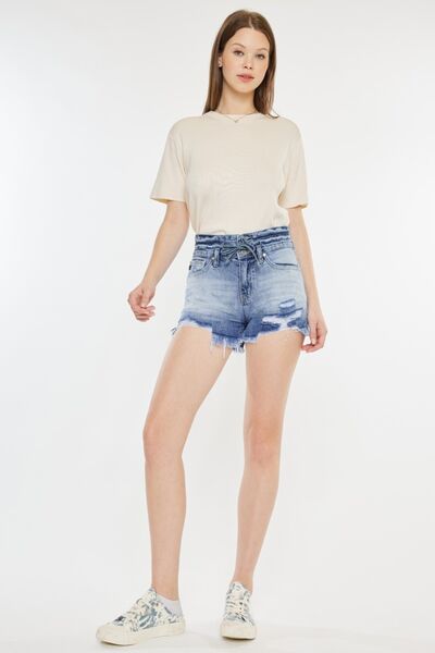 Kancan High Rise Frayed Hem Denim Shorts for a perfect OOTD – dress to impress outfits from Amexza