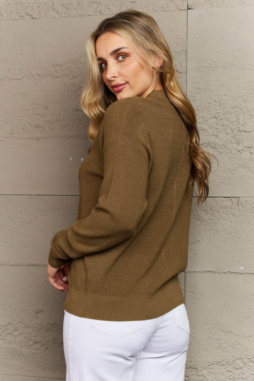 Zenana Kiss Me Tonight Full Size Button Down Cardigan in Olive - Amexza